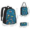 thumbnail image 4 of Naloa Transportations with Buildings Print Large Capacity Backpack Lunch Bag Pencil Case Combination 3 Piece Set for Student, 4 of 8