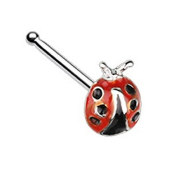 Body Accentz Nose Ring Stud Lady Bug top 316L Sterling Silver Ladybug