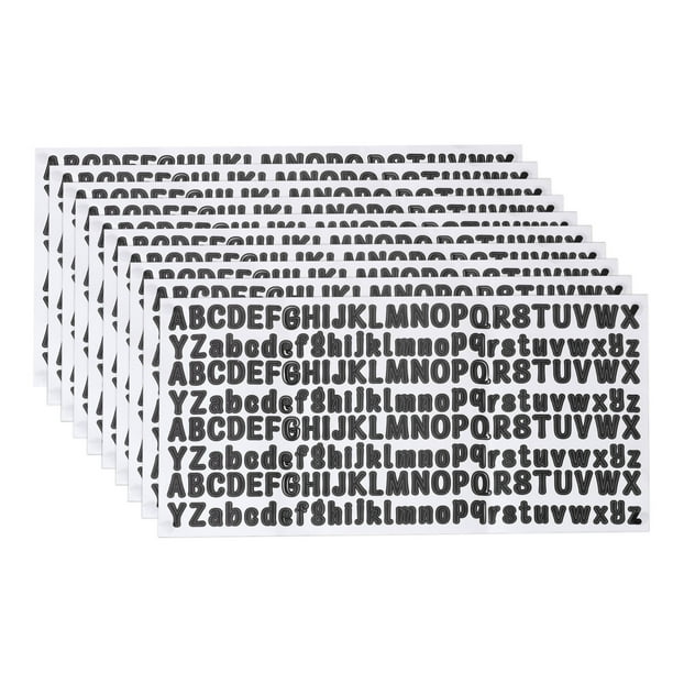 2080 Piezas de Calcomanías de Letras de Vinilo, 10 Hojas de 1/2 Pulgada, Calcomanías de Alfabeto Negro Autoadhesivas y Lindas para Manualidades de DIY
