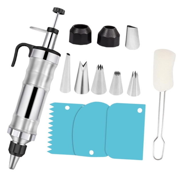 Luzkey 13 Pieces Stainless Steel Icing Cake Decorating Set, Biscuit Maker, Easy to Clean, Versatile Cookie Press Set, for DIY Baking