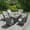 Gray, variant on Direct Wicker 7-Piece Outdoor Wicker Patio Dining Set, Rectangular Table with Tempered Glass Top & 6 Cushioned Chairs,Brown