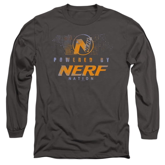 Nerf Powered By Nerf Nation Long Sleeve Adult 18/1 T-Shirt Charcoal
