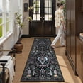 thumbnail image 3 of SUNDEREY 2'x6' Boho Floral Runners for Hallways, Washable Kitchen Runner Rug Non Skid, Soft 6ft Hallway Rug Ultra Thin Stain Resistant Carpet Runners for Bathroom Entryway, Black, 3 of 8
