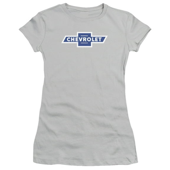 Chevrolet Vintage White Border Bowtie S/S Junior Women's T-Shirt Sheer Silver