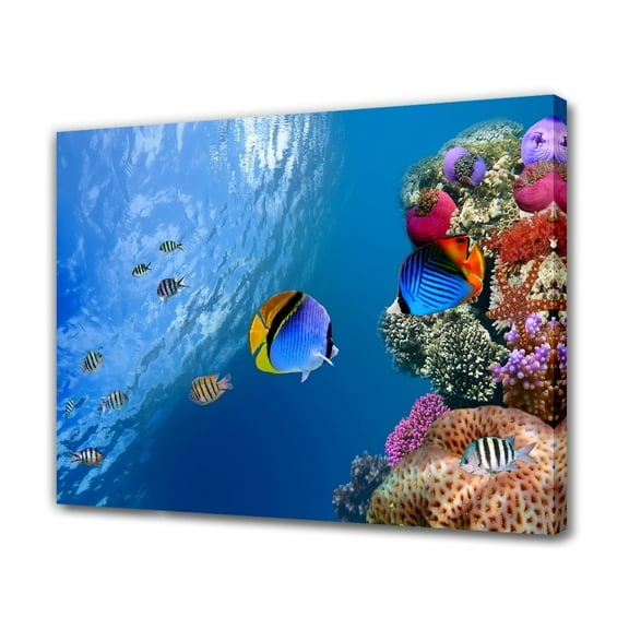 Aquarium Tropical Fish Theme Canvas Poster Bedroom Decor Sports Landscape Office Room Decor Gift,Frame-style,08x12inch(20x30cm)