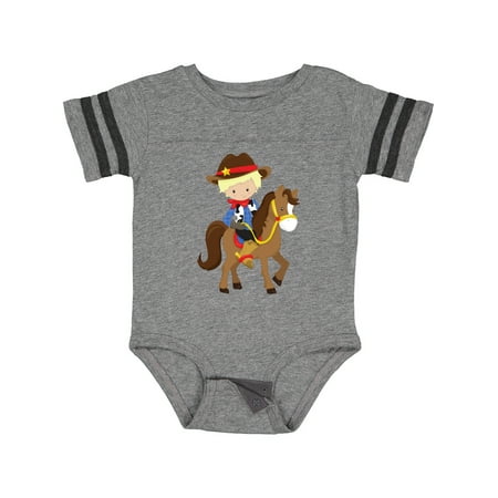 

Inktastic Cowboy Sheriff Horse Western Blond Hair Gift Baby Boy Bodysuit