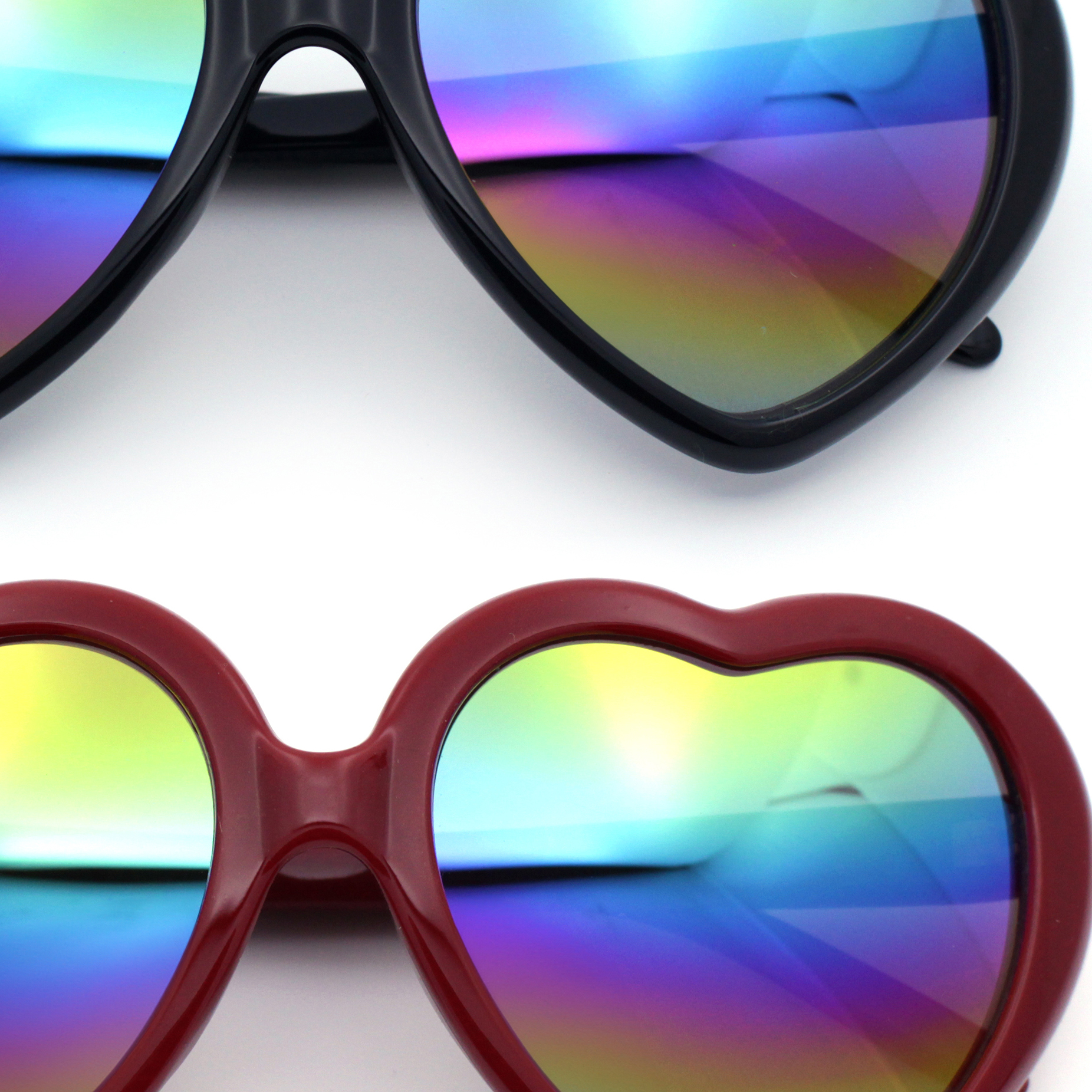 Womens Color Mirror Lens Panel Shield Heart Shape Retro 