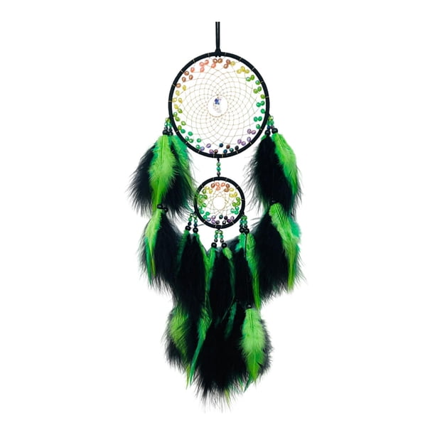 Decoración de pared con atrapasueños, decoración para colgar en la pared, atrapasueños decorativo hecho a mano, adorno colgante para sala de estar, verde