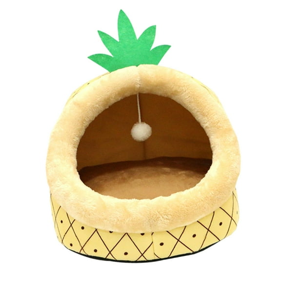 Nido de gato de dibujos animados, cómodo y acogedor, con pelota de juego, casa para mascotas para perros pequeños S Yuyangstore Casa del gato