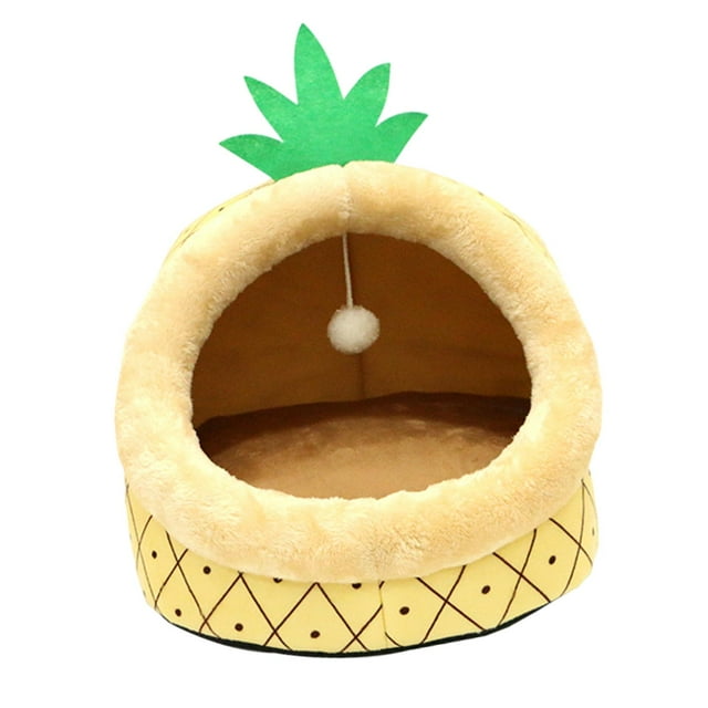 Nido de gato de dibujos animados, cómodo y acogedor, con pelota de juego, casa para mascotas para perros pequeños S Yuyangstore Casa del gato