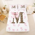 thumbnail image 5 of Erosebridal Initial Alphabet M Bed Sheets,Princess Bowknot Wild Cheetah Pattern King Sheets For Bowtie Girls 4pcs, 5 of 6