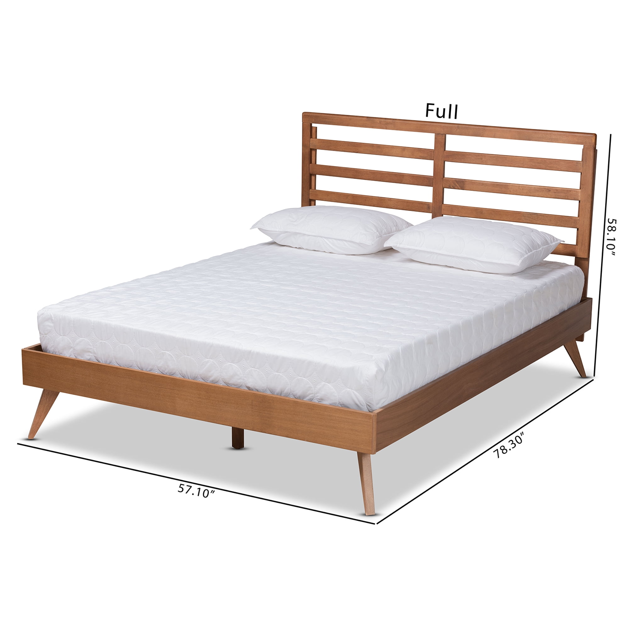 Baxton Studio Shiro Mid-Century Engineered Wood Platform Bed, Full, Ash Walnut