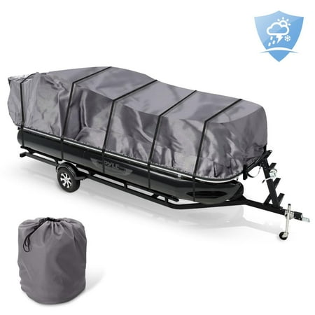PYLE PCVHP660 - Armor Shield Trailer Pontoon Cover - Universal Cover for Pontoon Boats (for Pontoons 17’ - 20’ ft. Length)