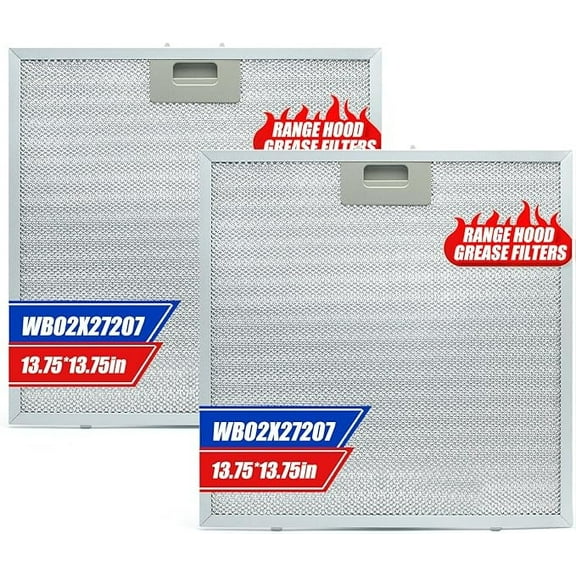 Aniceparthy NEW 2PCS WB02X27207 Range Hood Grease Filters,Vent Hood Grease Filter Compatible with GE Extractor Hood JVX5300BJ1TS JVX5300DJ1BB JVX5300DJ1WW Replace 4463981 AP6039217 PS11771771