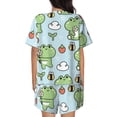 thumbnail image 3 of Naloa Cute Floral Frog Women's Short-Sleeved Pajama Set, Loungewear, Summer pajamas, Breathable Cozy - Small, 3 of 9