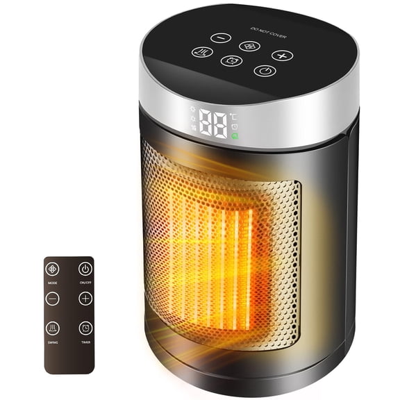 Beiled 1500W Small Portable Space Heater for Indoor Use - with 90°Rotating,Rapid and Safe Heating, Remote Control, 1-12 Hr Timer for Bedroom, Office