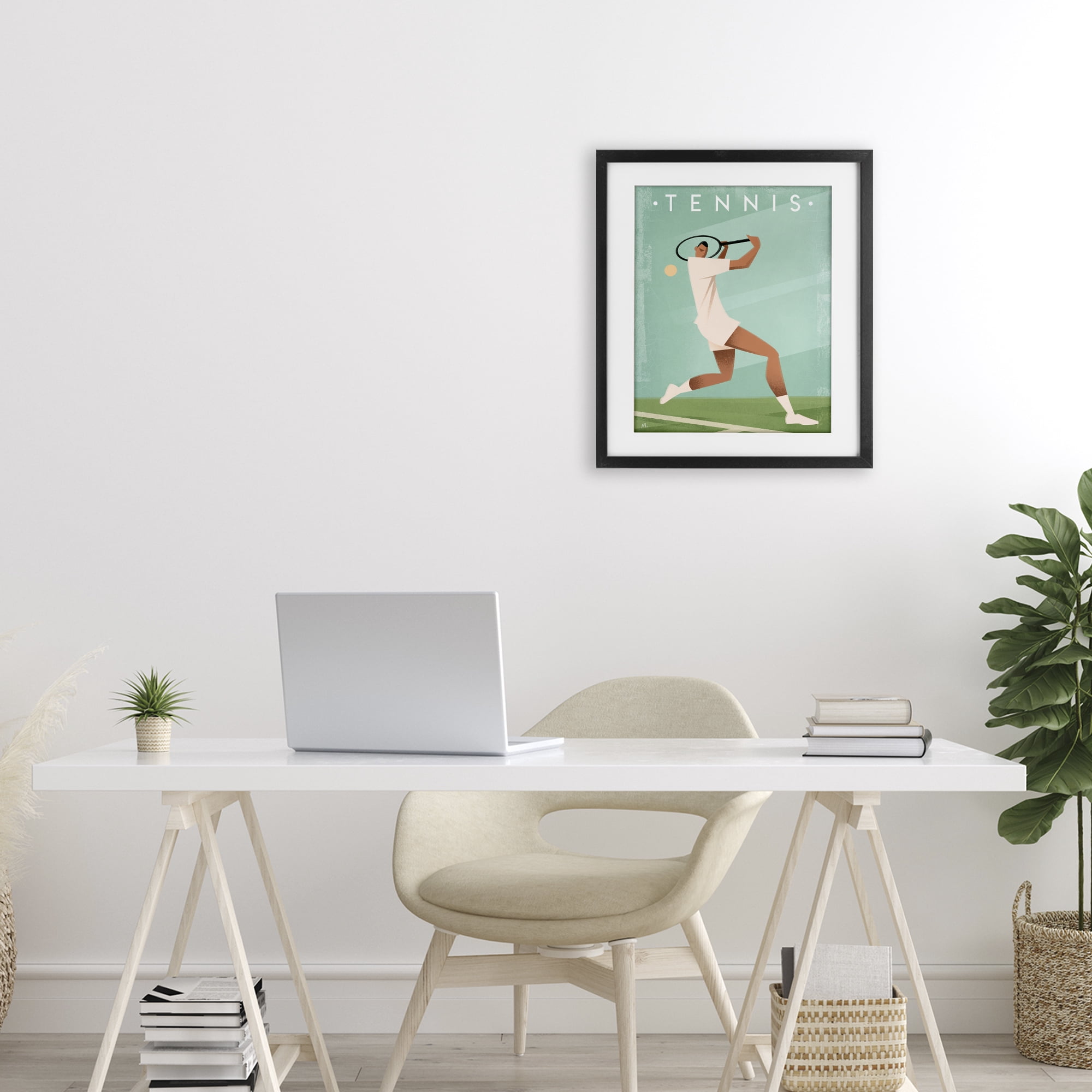 Stupell Industries Vintage Tennis Swing Black Framed Print Under Glass, design by Martin Wickstrom