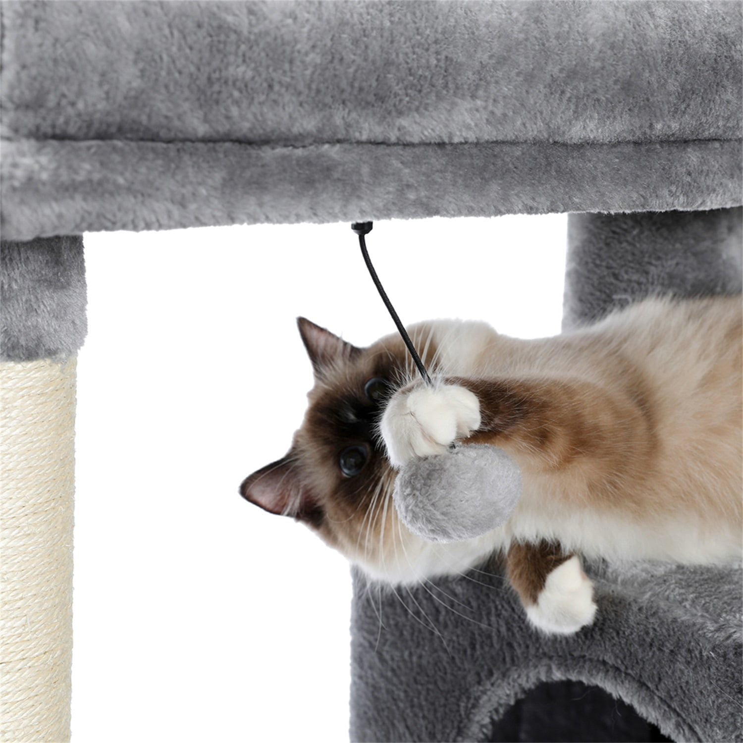 Pefilos 64" Multi-Level Cat Tower for Indoor Cat Tree for Large Cat Condo for Multiple Cats with Climbing Ladder, Feeding Bowl, Gray Pefilos 64" Multi-Level Cat Tower for Indoor Cat Tree for Large Cat Condo for Multiple Cats with Climbing Ladder, Feeding Bowl, Gray