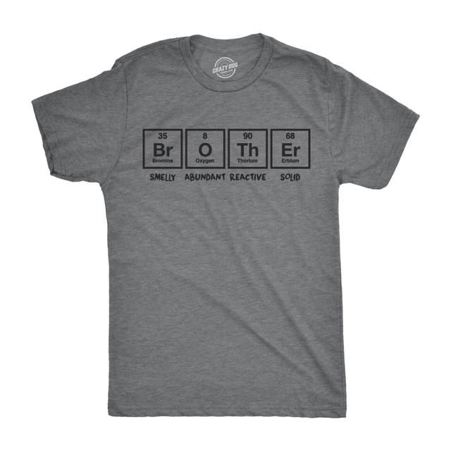 Mens Brother Periodic Table T shirt Nerdy Geeky Tee for Science Lovers (Heather Grey) - M