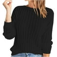thumbnail image 2 of Idoravan Sweaters for Women Fall Women Casual Solid Long Sleeve Hollow Out Knit Pullover Crewneck Sweater Coat, 2 of 7