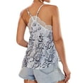 thumbnail image 5 of Women Snake Print Lace Splicing Sleeveless V Neck Tank Top, 5 of 5