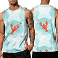 thumbnail image 2 of GrmtClth Mens Beach Sleeveless Tank Top Mens Tropical Summer Tank Cute Palm Crayfish Lobster Citrus Loose Fit Tropical Outdoor Tank Tee Clothes Decorated With Subtle Ocean Motifs White S, 2 of 6