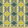 thumbnail image 2 of Ambesonne Geometric Fabric by the Yard Upholstery, Rhombus and Stripes, 2 Yards, Grey Yellow White, 2 of 5
