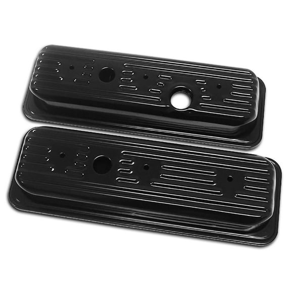 Fits 1985-1993 Chevy GMC 4.3L V6 Center Bolt Steel Valve Covers W/ Bolts Black
