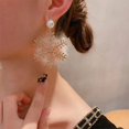 thumbnail image 4 of Christmas Element Earrings Temperament Senior Zircon Pearl Snowflake Earrings Princess Wind, 4 of 5