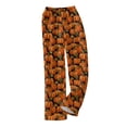 thumbnail image 5 of Fabrcox Fleece Pajama Pants Women Halloween Pumpkin Print Sleep Pants Women Fall Winter Warm Plush Thermal Comfy Pj Pants Women Yellow S, 5 of 6