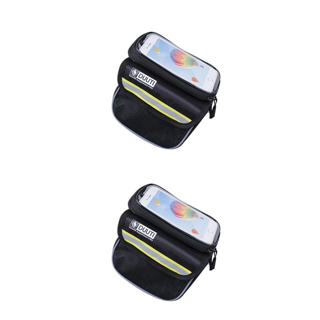 Greeniant Front Bike Bag Servicio prolongado Material premium Colores surtidos Bolsa impermeable para ciclismo Soporte para teléfono Gelb【S】 2piezas