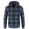 thumbnail image 2 of Men, Winter Clothing, Fashion, Plus, Plaid Sweater, Casual, Plus-size Menswear, Slim Fit, Hooded, Cardigan, Sweater, Jacket, 2 of 2