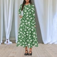 thumbnail image 7 of FrzhBrz Womens Maxi Dress Fall Long Sleeve Floral Printed Casual Crew Neck Dress with Pockets, 7 of 7