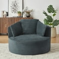 thumbnail image 3 of FFH Round Accent Chair, 48.8" Oversized Living Room Chair, Corduroy Chaise Lounge Chair Indoor, Barrel Chairs for Adults, Dark Gray, 3 of 7