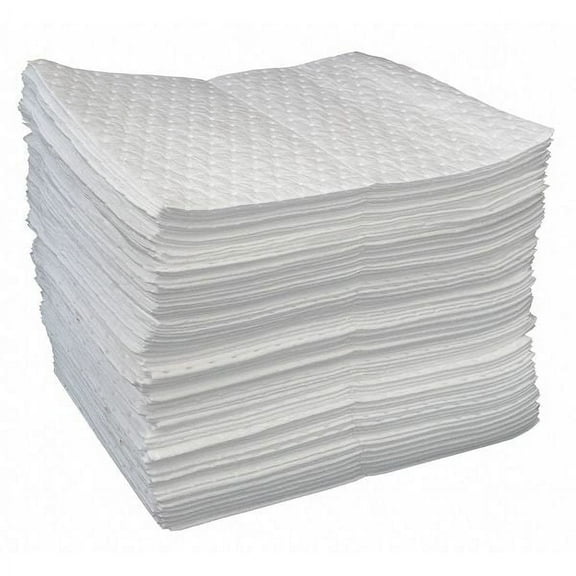 Oil-Dri Sorbent Pad, 19 gal, 15 in x 19 in, Oil, White, 100 PK L90811