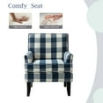 thumbnail image 3 of Upholstery Armchair Accent Chair Sofa Couch Wood Legs Nailhead Trim Home Living Room Bedroom Plaid White Blue, 3 of 11