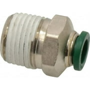 Parker 3/8" Outside Diam, 1/2 NPTF, Nickel Plated Brass Push-to-Connect Tube Male Connector 300 Max psi, Tube to Male NPT Connection, Buna-N O-Ring