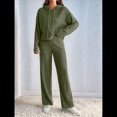 thumbnail image 4 of Conjuntos de Salón para Mujer, Pijamas de 2 Piezas A Juego, Moda de Otoño, Conjuntos de Punto Acanalado, Chándales Casuales de Larga Verde L, 4 of 8