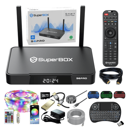 Super Box S6 Pro 2026 Fully Loaded, 6k HD Smart TV Box with Parental Control Time|Voice Remote Control
