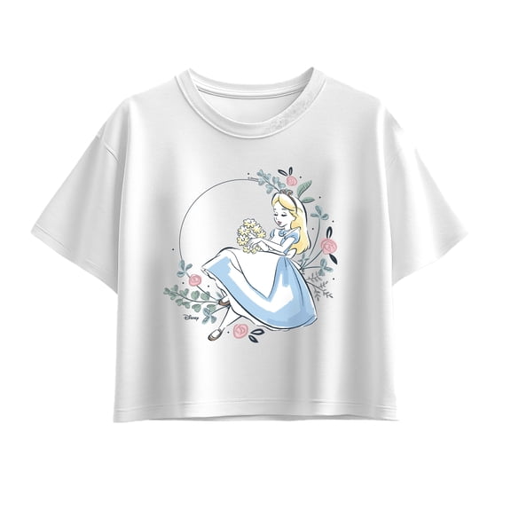 Alice in Wonderland - Alice Circle Of Flowers - Youth Girls Boxy T-Shirt