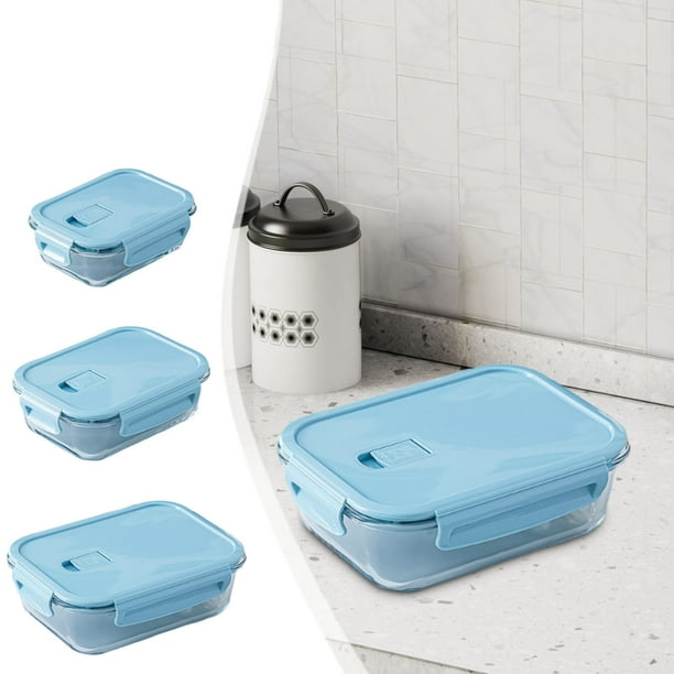 Caja Bento de cristal con tapa • Apta para microondas y lavavajillas • Fiambrera de cristal de 2 compartimentos para la preparación de comidas • Recipiente para la comida de oficina y trabajo