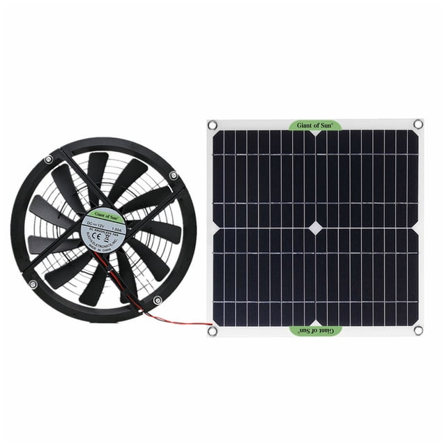 Potente kit de ventilador con panel solar, panel solar resistente al agua para ventilación compacta en casas de mascotas y vehículos recreativos (10 pulgadas)