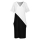 thumbnail image 3 of Vestido holgado de verano para mujer traje con bolsillos dos tonos blanco y negro, 3 of 6