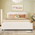 thumbnail image 2 of Beige Velvet Upholstered Bed with Studded 4 Drawers Headboard and Footboard for Space Saving, 2 of 2