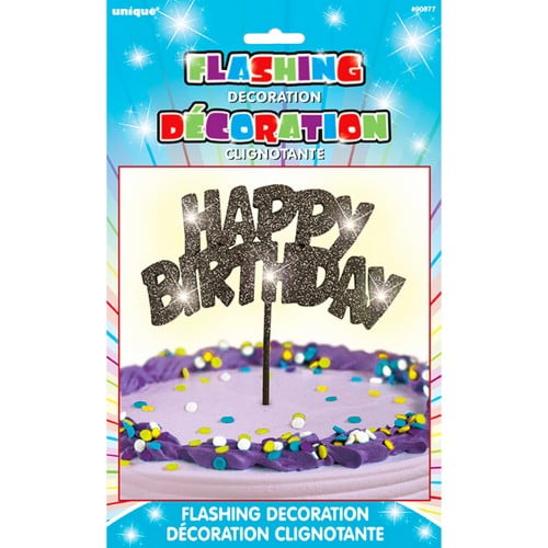 Black Flashing Happy Birthday Cake Decoration Unique Party 90877 