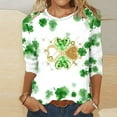 thumbnail image 2 of lcziwo Chandails de la Saint-Patrick pour Femmes Haut à Imprimé Vert Trèfle Irlandais Graphique Manches 3/4 Hauts 2024 Printemps Blouses à Col Rond Tunique Porte-Bonheur T-Shirt Grande Taille,P-5TG TTG, 2 of 3