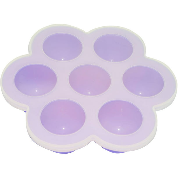 ALEKO SHT07PR Heat Resistant Non-Stick Silicone 7 Holes Baby Food Storage Freezer Ice Cube Tray Multipurpose Storage Container, Purple