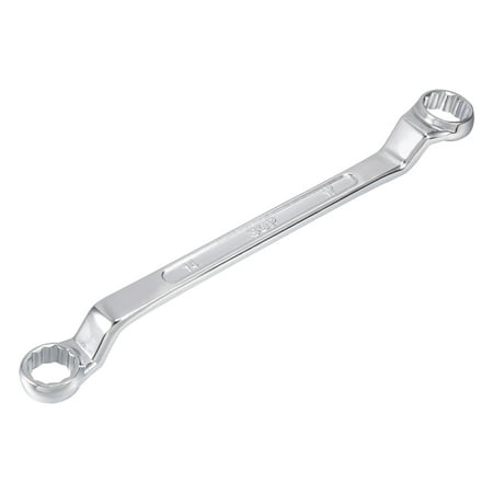 - 14mm x 17mm Metric 12 Point Offset Double Box End Wrench Chrome Plated, Cr-V