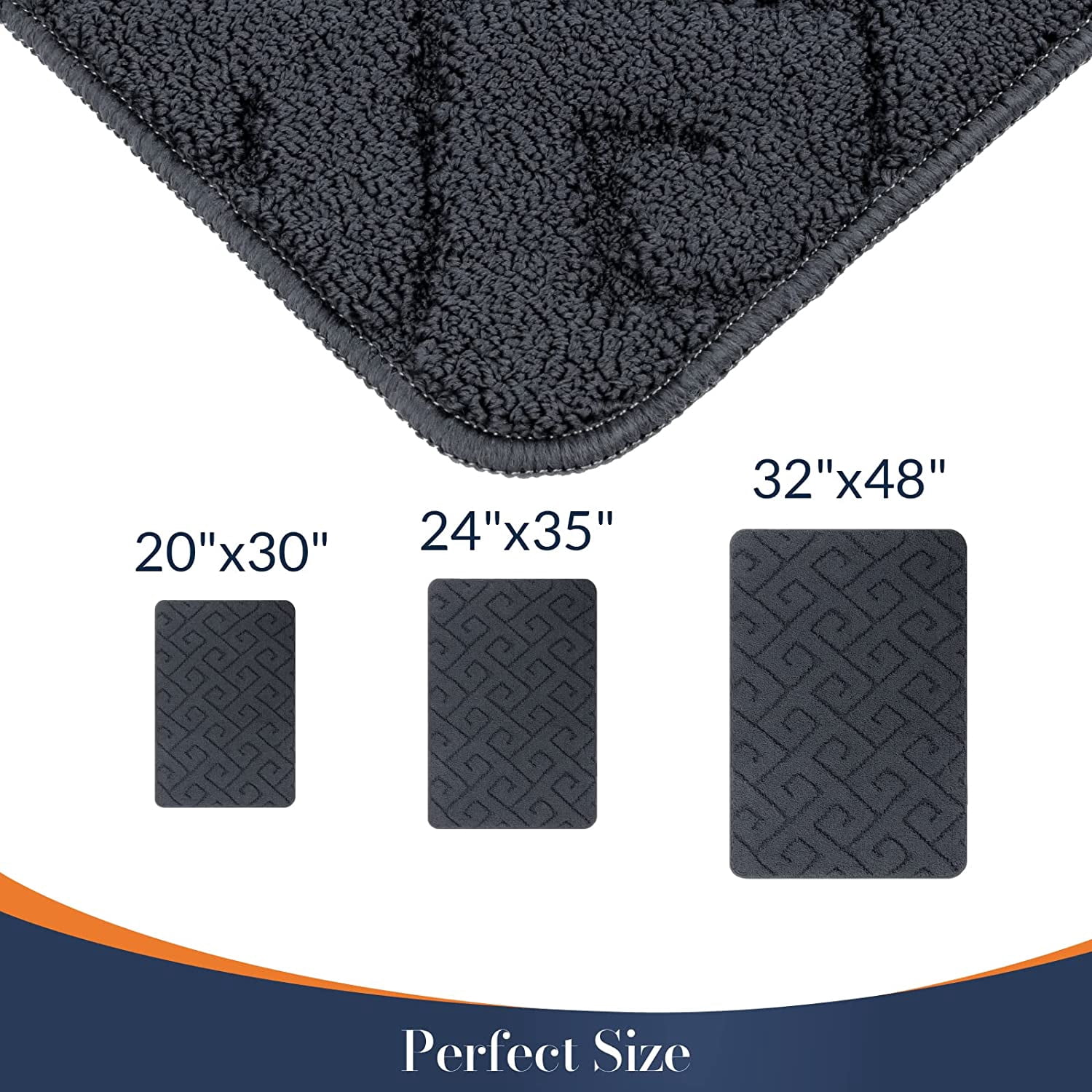 Walensee Indoor Doormat, Front Door Mat for Entrance, 36"x59" Grey