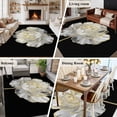 thumbnail image 6 of Flower Black Large Area Rugs for Bedroom Living Room, Soft Non Slip Carpet Bedside Rug, Gold White Abstract Floral Aesthetic Rectangular Floor Cover Kitchen Accent Rug 8'x10' for Dining Room/Office, 6 of 9